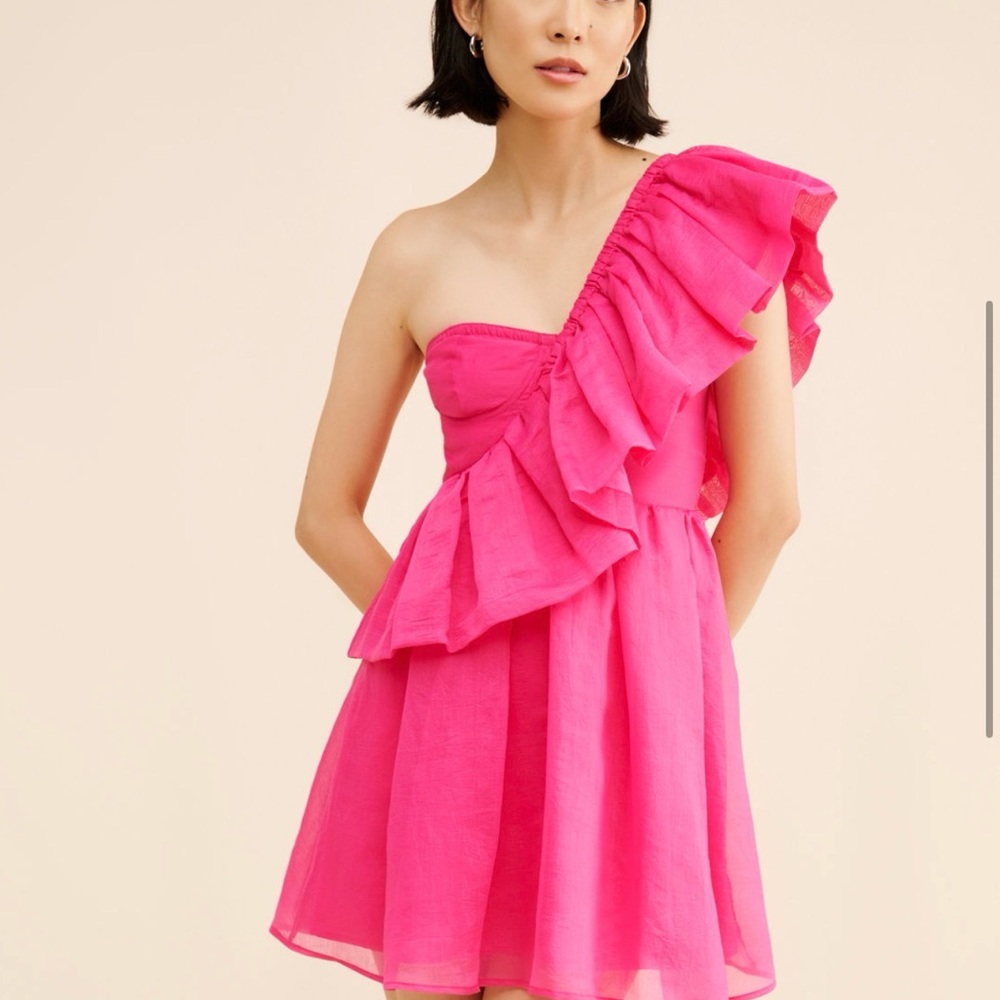 Vibrant Pink Ruffle Mini Dress
